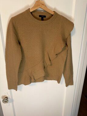 J Crew Camel Ruffle Sweater size medium